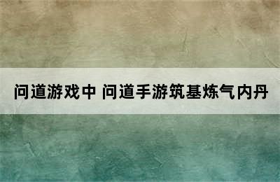 问道游戏中 问道手游筑基炼气内丹